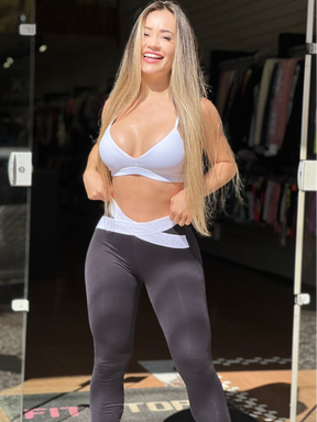 CONJUNTO LEGGING M&C ELÁSTICO PRETA E BRANCA